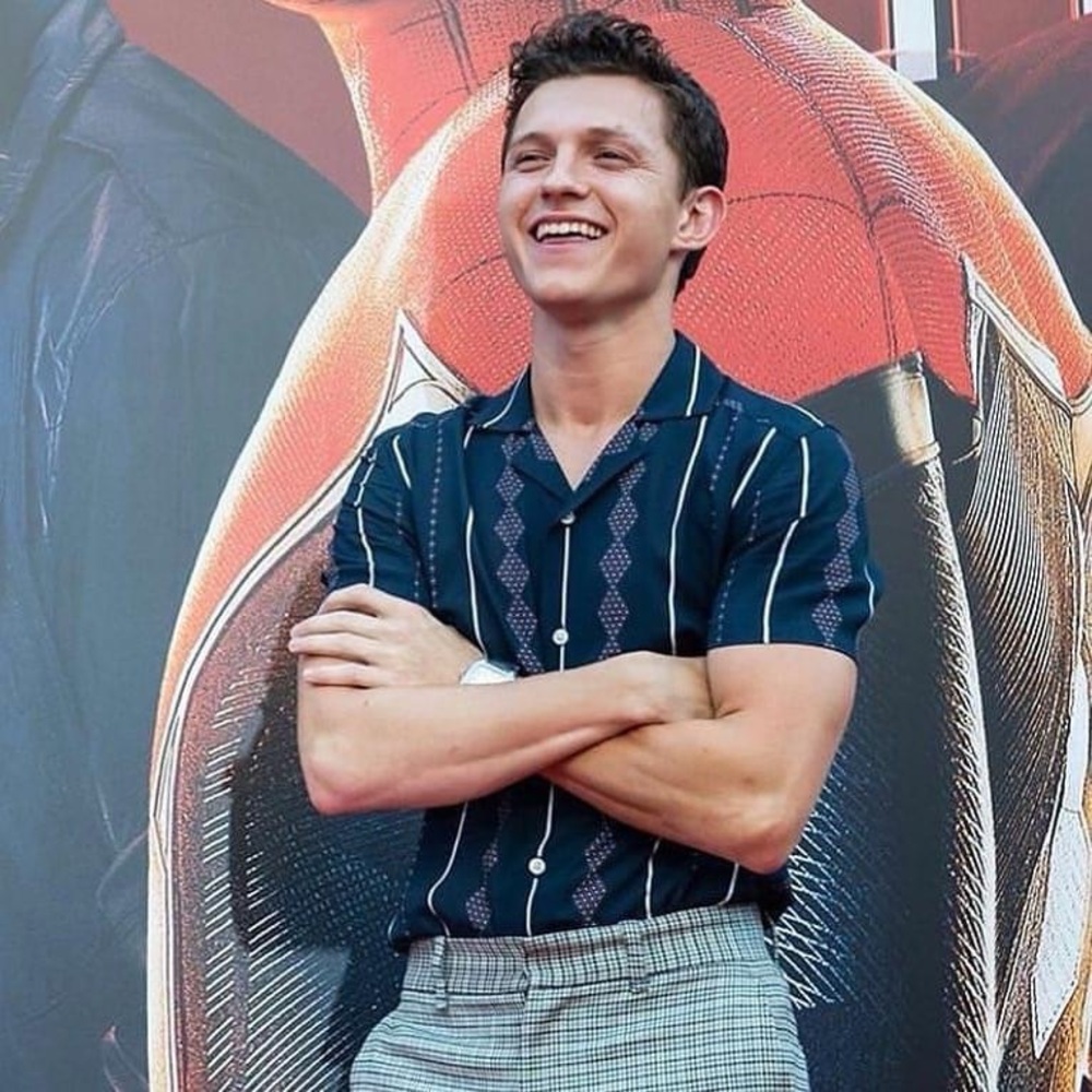 Reiss “Stevie” Diamond Printed Cuban Collar Viscose Shirt, Tom Holland style